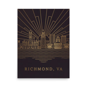 Richmond, VA Gold Skyline — Art Deco Matte Poster