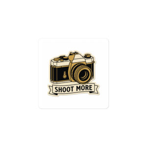 Shoot More — Retro Camera Kiss-Cut Sticker